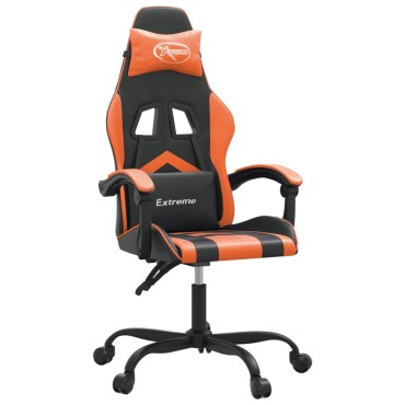 vidaXL Καρέκλα Gaming Περιστρεφόμενη Μαύρη/Πορτοκαλί Συνθετικό Δέρμα 57,5x59,5x(121-131)cm 1 τεμ.