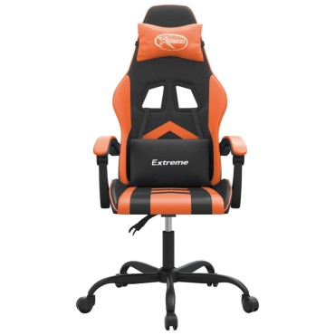 vidaXL Καρέκλα Gaming Περιστρεφόμενη Μαύρη/Πορτοκαλί Συνθετικό Δέρμα 57,5x59,5x(121-131)cm 1 τεμ.