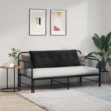 vidaXL Μαξιλάρι Πλάτης Μαύρο 140 x 50 cm Υφασμάτινο Κορντουρά