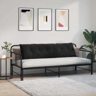 vidaXL Μαξιλάρι Πλάτης Μαύρο 180 x 50 εκ. Υφασμάτινο Κορντουρά