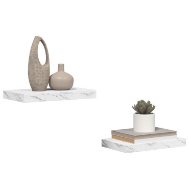 vidaXL Ράφι Τοίχου 2 τεμ. Λευκό Μάρμαρο 40x23,5x3,8cm