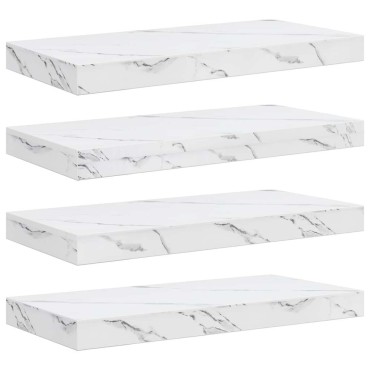 vidaXL Ράφι Τοίχου 4 τεμ. Λευκό Μάρμαρο 50x23,5x3,8 εκ