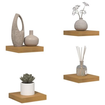 vidaXL Ράφι Τοίχου 4 τεμ. Μπεζ 23x23,5x3,8cm Επεξεργασμένο Ξύλο