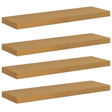 vidaXL Ράφι Τοίχου 4 τεμ. Μπεζ 90x23,5x3,8cm Επεξεργασμένο Ξύλο