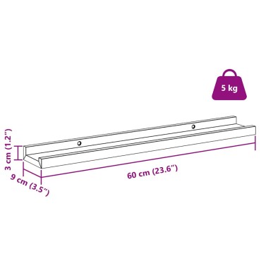 vidaXL Ράφι Τοίχου 4 τεμ. Λευκό Μάρμαρο 60x9x3cm