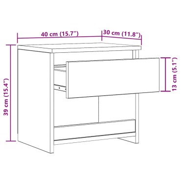 vidaXL Κομοδίνο Γκρι Sonoma 40x30x39cm από Επεξεργασμένο Ξύλο 1 τεμ.