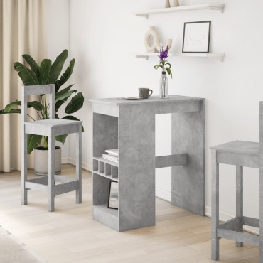 vidaXL Τραπέζι Μπαρ με Ράφια Γκρι Σκυρ. 90x47,5x103,5cm Επεξεργ. Ξύλο 1 τεμ.