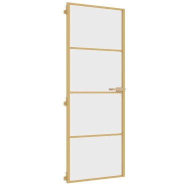 vidaXL Εσωτερική Πόρτα Χρυσή 76 x 201,5 εκ. Ψημένο Γυαλί & Αλουμίνιο