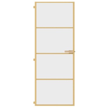 vidaXL Εσωτερική Πόρτα Χρυσή 76 x 201,5 εκ. Ψημένο Γυαλί & Αλουμίνιο