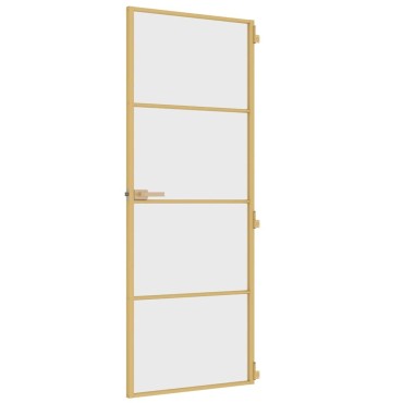 vidaXL Εσωτερική Πόρτα Χρυσή 76 x 201,5 εκ. Ψημένο Γυαλί & Αλουμίνιο