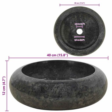 vidaXL Νιπτήρας Μαύρος 45 x 12 εκ. Μαρμάρινος