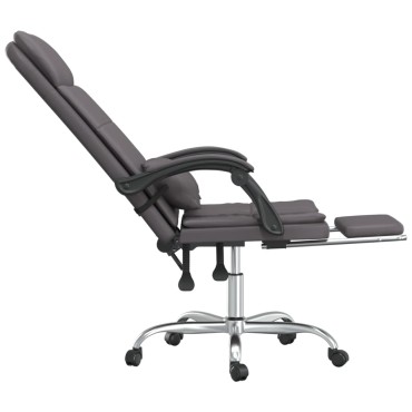 vidaXL Πολυθρόνα Γραφείου Μασάζ Ανακλινόμενη Γκρι από Συνθετικό Δέρμα 63x56x(112,5-122) cm 1 τεμ.