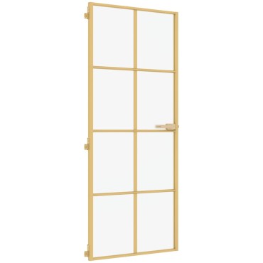 vidaXL Εσωτερική Πόρτα Χρυσή 83 x 201,5 εκ. Ψημένο Γυαλί & Αλουμίνιο