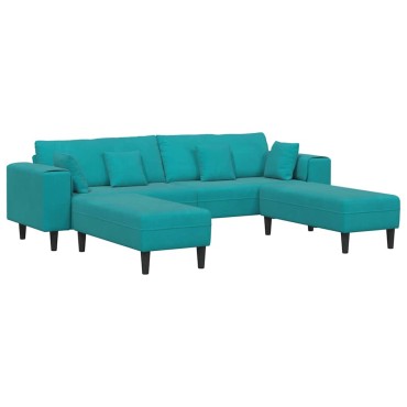 vidaXL Καναπές 3 τεμ. Τιρκουάζ 250x188x76cm Βελούδο Τριθέσιος