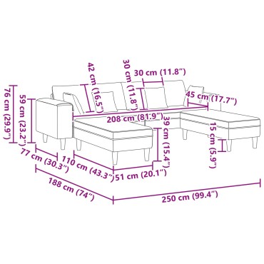 vidaXL Καναπές 3 τεμ. Τιρκουάζ Βελούδο 250x188x76cm  Τριθέσιος