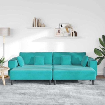 vidaXL Καναπές 3 τεμ. Τιρκουάζ Βελούδο 250x188x76cm  Τριθέσιος