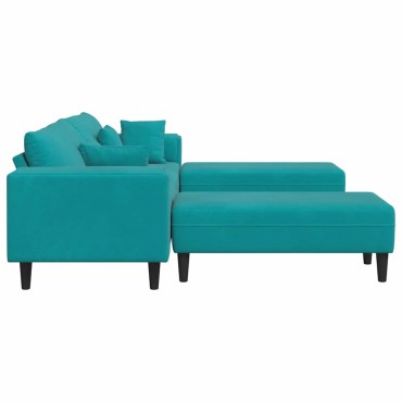 vidaXL Καναπές 3 τεμ. Τιρκουάζ Βελούδο 250x188x76cm  Τριθέσιος