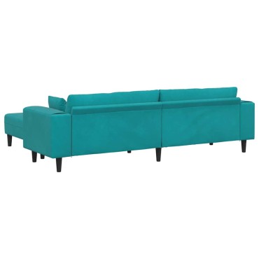 vidaXL Καναπές 3 τεμ. Τιρκουάζ Βελούδο 250x188x76cm  Τριθέσιος
