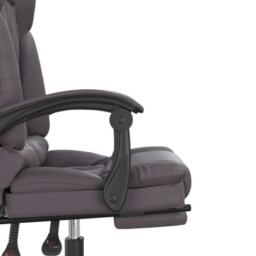 vidaXL Πολυθρόνα Γραφείου Μασάζ Ανακλινόμενη Γκρι από Συνθετικό Δέρμα 63x56x(110,5-120) cm 1 τεμ.