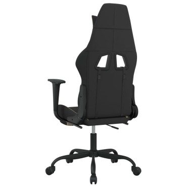 vidaXL Καρέκλα Gaming Μαύρο και κρεμ Ύφασμα με Υποπόδιο 66x58x(120-130)cm 1 τεμ.