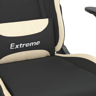 vidaXL Καρέκλα Gaming Μαύρο και κρεμ Ύφασμα με Υποπόδιο 66x58x(120-130)cm 1 τεμ.