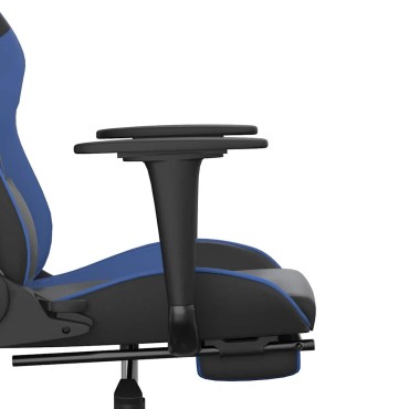 vidaXL Καρέκλα Gaming Μασάζ Υποπόδιο Μαύρο & Μπλε από Συνθετικό Δέρμα 66x56x(120,5-131)cm 1 τεμ.
