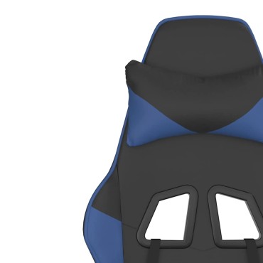 vidaXL Καρέκλα Gaming Μασάζ Υποπόδιο Μαύρο & Μπλε από Συνθετικό Δέρμα 66x56x(120,5-131)cm 1 τεμ.