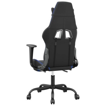 vidaXL Καρέκλα Gaming Μασάζ Υποπόδιο Μαύρο & Μπλε από Συνθετικό Δέρμα 66x56x(120,5-131)cm 1 τεμ.