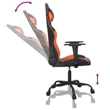 vidaXL Καρέκλα Gaming Μαύρο/Πορτοκαλί Συνθετικό Δέρμα 66x56x(120,5-131)cm 1 τεμ.