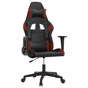 vidaXL Καρέκλα Gaming Μαύρο/Μπορντό από Συνθετικό Δέρμα 64x60x(117-127)cm 1 τεμ.