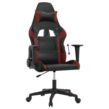 vidaXL Καρέκλα Gaming Μαύρο/Μπορντό από Συνθετικό Δέρμα 64x60x(117-127)cm 1 τεμ.