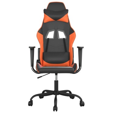 vidaXL Καρέκλα Gaming Μασάζ Μαύρο/πορτοκαλί από Συνθετικό Δέρμα 66,5x61x(118-127,5)cm 1 τεμ.