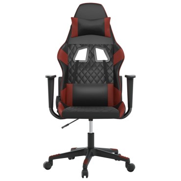 vidaXL Καρέκλα Gaming Μασάζ Μαύρο/μπορντό από Συνθετικό Δέρμα 64x60x(117-127)cm 1 τεμ.