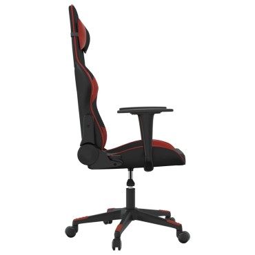 vidaXL Καρέκλα Gaming Μασάζ Μαύρο/μπορντό από Συνθετικό Δέρμα 64x60x(117-127)cm 1 τεμ.
