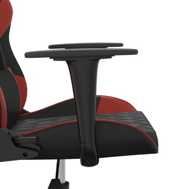 vidaXL Καρέκλα Gaming Μασάζ Μαύρο/μπορντό από Συνθετικό Δέρμα 64x60x(117-127)cm 1 τεμ.