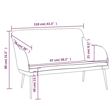 vidaXL Πάγκος Μπλε 110x76x80cm Βελούδινος 1 τεμ.