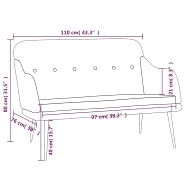 vidaXL Πάγκος Μπορντό 110x76x80cm Υφασμάτινος 1 τεμ.