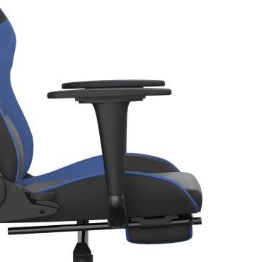 vidaXL Καρέκλα Gaming Μασάζ Υποπόδιο Μαύρο/μπλε από Συνθετικό Δέρμα 66x56x(120,5-131)cm 1 τεμ.