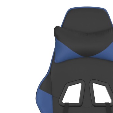 vidaXL Καρέκλα Gaming Μασάζ Υποπόδιο Μαύρο/μπλε από Συνθετικό Δέρμα 66x56x(120,5-131)cm 1 τεμ.