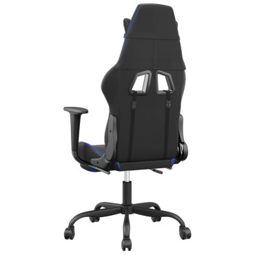 vidaXL Καρέκλα Gaming Μασάζ Υποπόδιο Μαύρο/μπλε από Συνθετικό Δέρμα 66x56x(120,5-131)cm 1 τεμ.