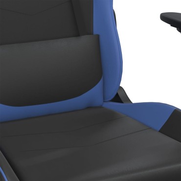 vidaXL Καρέκλα Gaming Μασάζ Υποπόδιο Μαύρο/μπλε από Συνθετικό Δέρμα 66x56x(120,5-131)cm 1 τεμ.