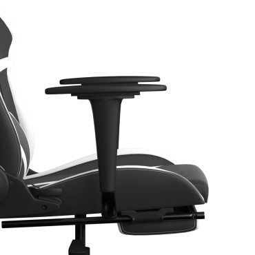 vidaXL Καρέκλα Gaming Μασάζ Υποπόδιο Μαύρο/Λευκό από Συνθετικό Δέρμα 67x64x(116-127)cm 1 τεμ.