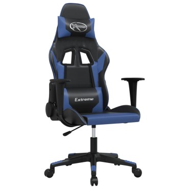 vidaXL Καρέκλα Gaming Μαύρο/Μπλε από Συνθετικό Δέρμα 67x58x(118-128)cm 1 τεμ.