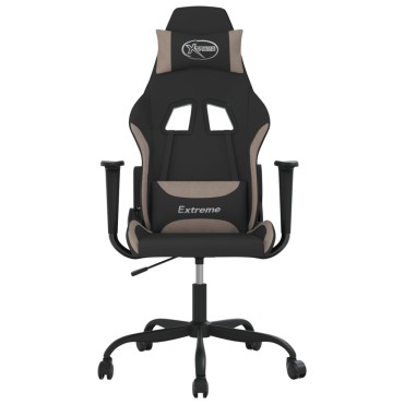 vidaXL Καρέκλα Gaming Μαύρη και Taupe Υφασμάτινη 65x62,5x(120-130)cm 1 τεμ.