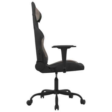 vidaXL Καρέκλα Gaming Μαύρη και Taupe Υφασμάτινη 65x62,5x(120-130)cm 1 τεμ.