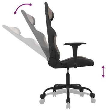 vidaXL Καρέκλα Gaming Μαύρη και Taupe Υφασμάτινη 65x62,5x(120-130)cm 1 τεμ.