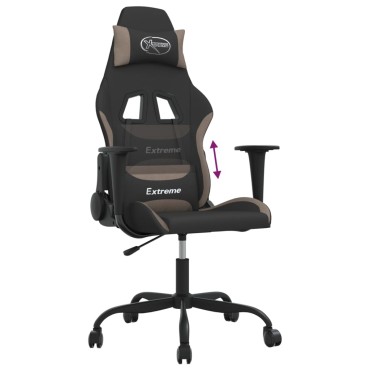 vidaXL Καρέκλα Gaming Μαύρη και Taupe Υφασμάτινη 65x62,5x(120-130)cm 1 τεμ.