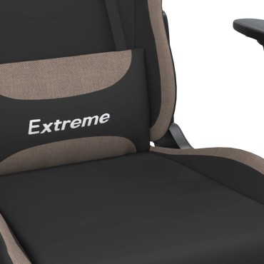 vidaXL Καρέκλα Gaming Μαύρη και Taupe Υφασμάτινη 65x62,5x(120-130)cm 1 τεμ.