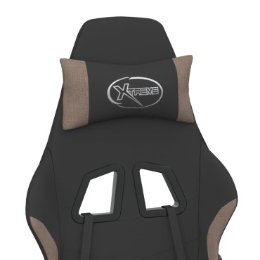 vidaXL Καρέκλα Gaming Μαύρη και Taupe Υφασμάτινη 65x62,5x(120-130)cm 1 τεμ.