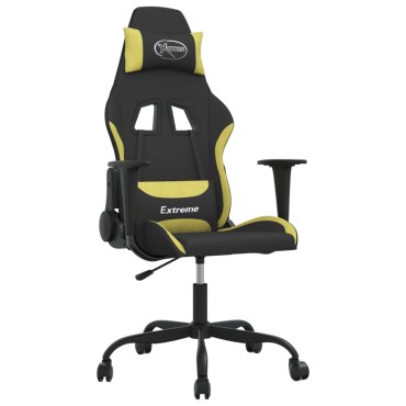 vidaXL Καρέκλα Gaming Μαύρο και Αν. Πράσινο Υφασμάτινη 65x62,5x(120-130)cm 1 τεμ.